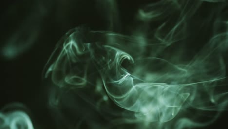 Video-of-green-clouds-of-smoke-moving-with-copy-space-on-black-background