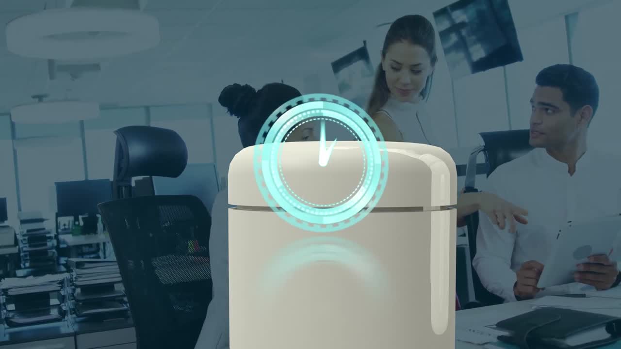 animación del reloj sobre la gente de negocios hablando