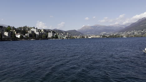 suggested panorama of the city of lugano between mountains and lake