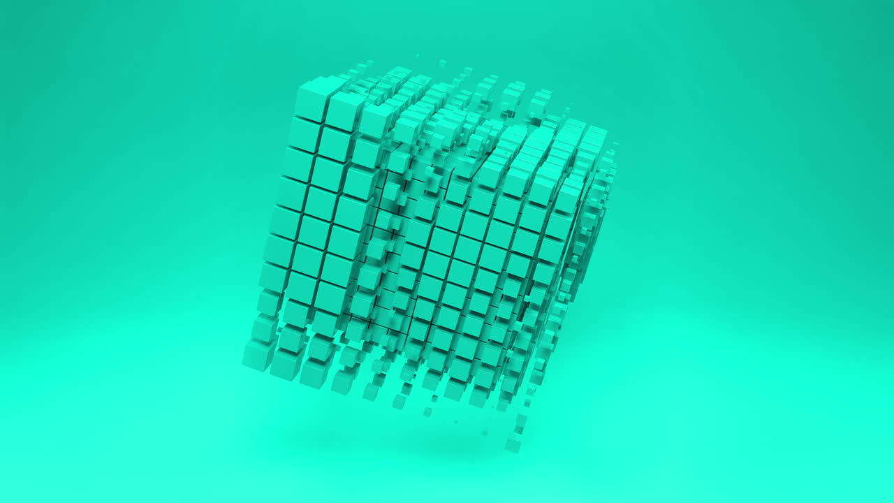 Futuristic Tech Data Animation 3D Digital Cube Breakdown