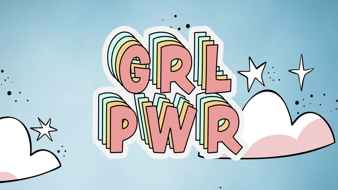 텍스트의 애니메이션 소녀들의 힘, 구름과 별 위에