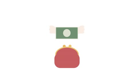 an animation of feathered money flying out of a wallet