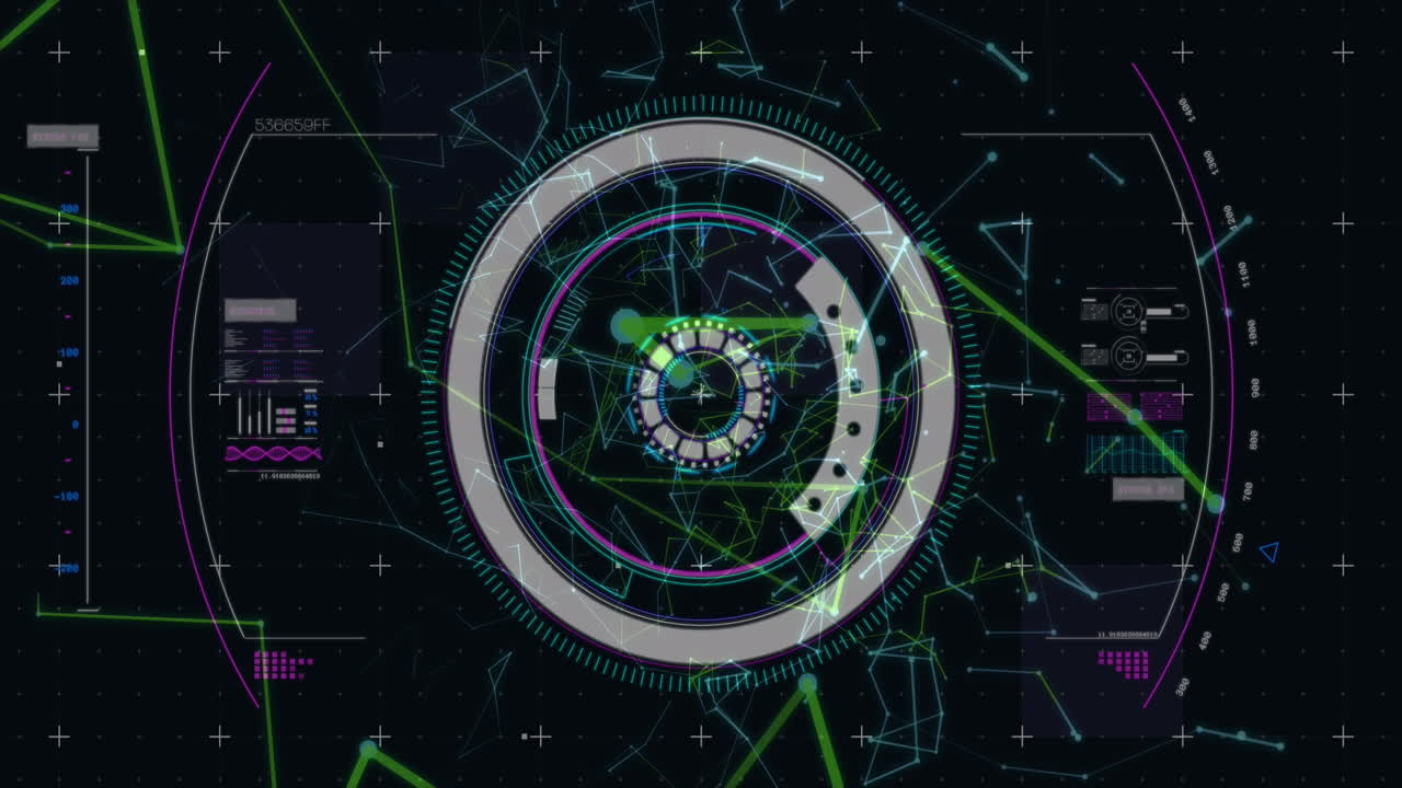 animación del escaneo del alcance y el procesamiento de datos sobre fondo negro