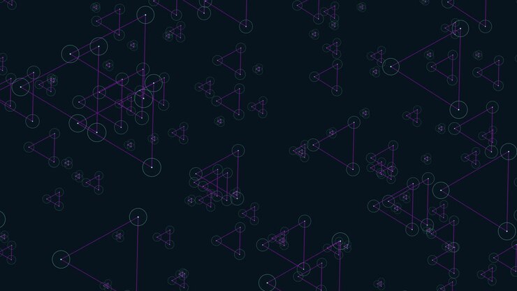 Symmetrical black and purple triangle pattern with repeated design