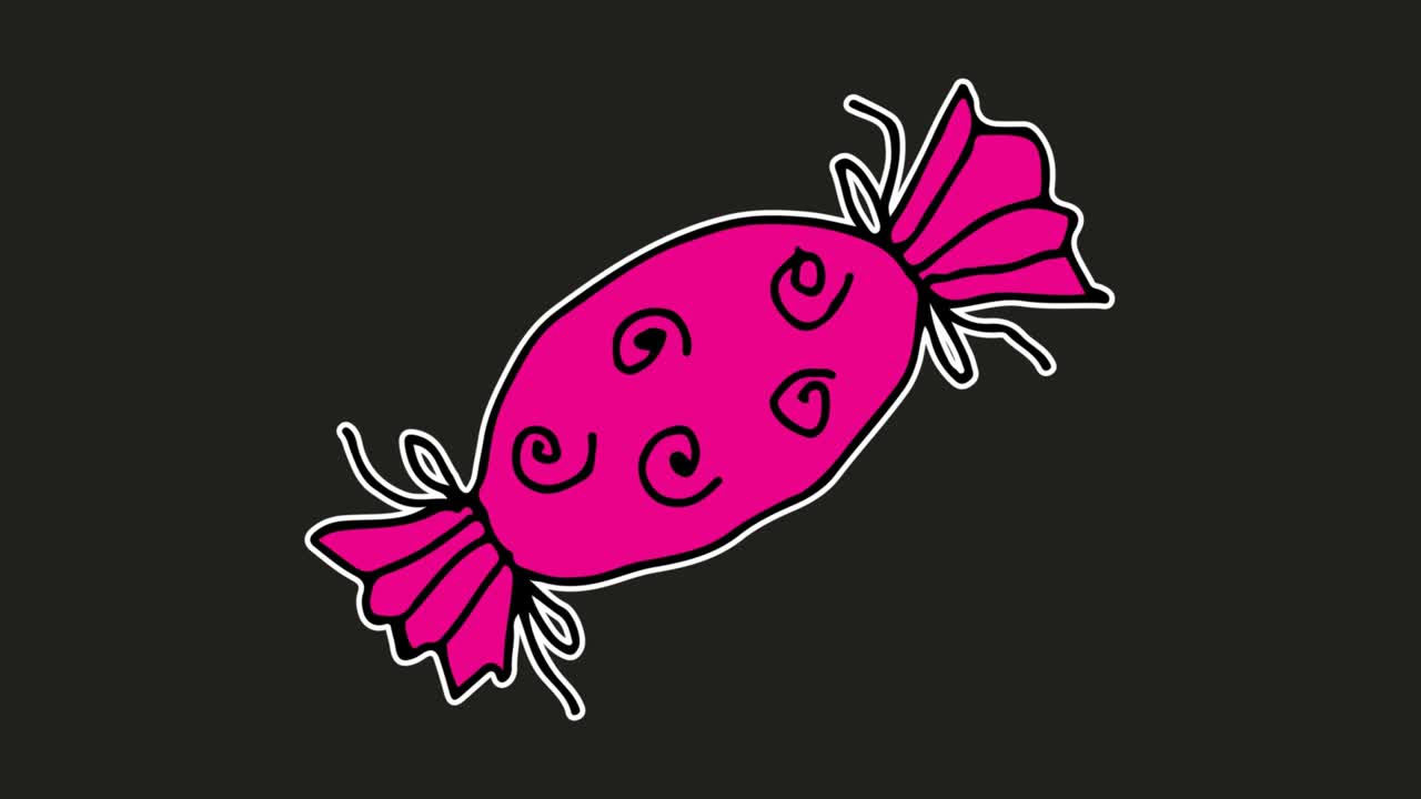 아이들은 사탕의 주제로 검은 바탕을 그리고 있습니다.