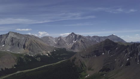 Mountains-pan-in-the-sunny-summer-day-Rockies-Kananaskis-Alberta-Canada