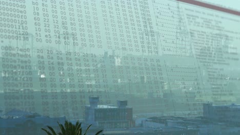 도시 풍경의 공중 전망에 대한 데이터 처리 애니메이션