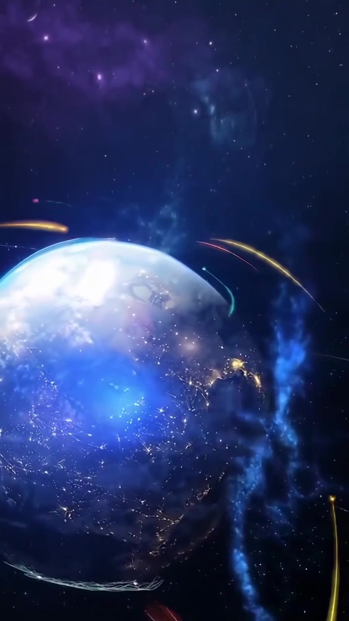 Digital Data Streams Orbiting Earth in Outer Space