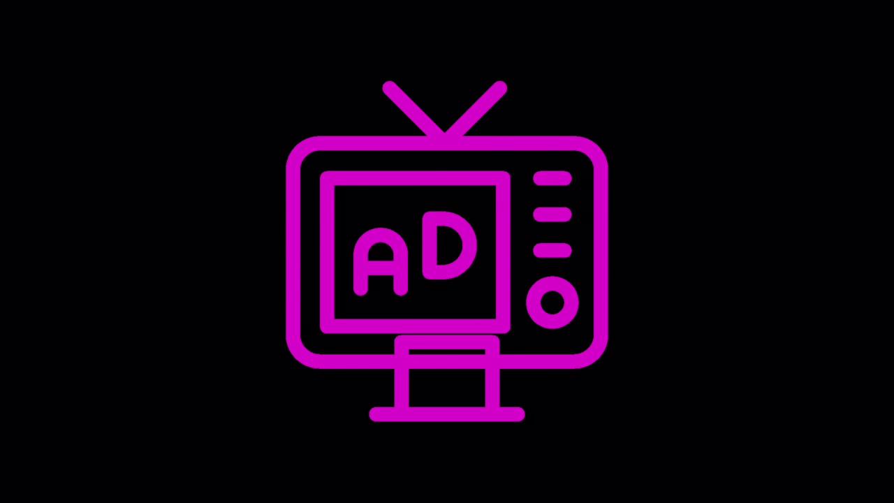 Animeret reklamevisning på retro tv-ikon
