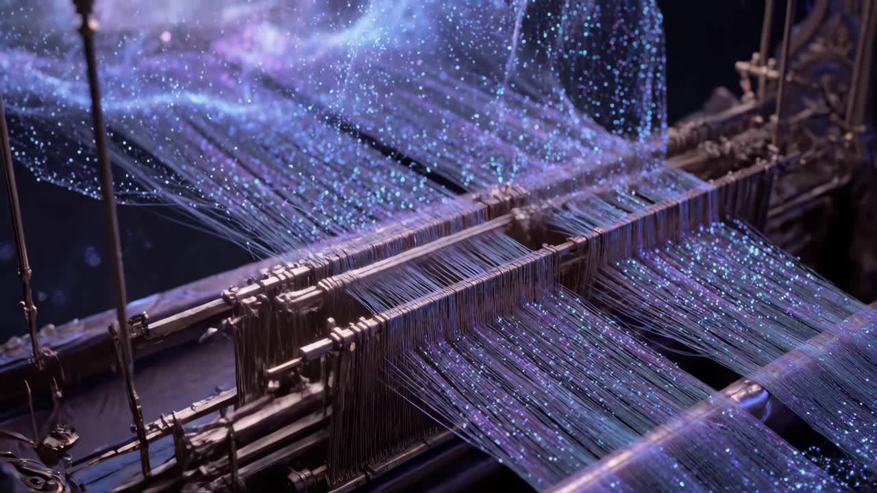 Futuristic Loom Weaving Light Fibers