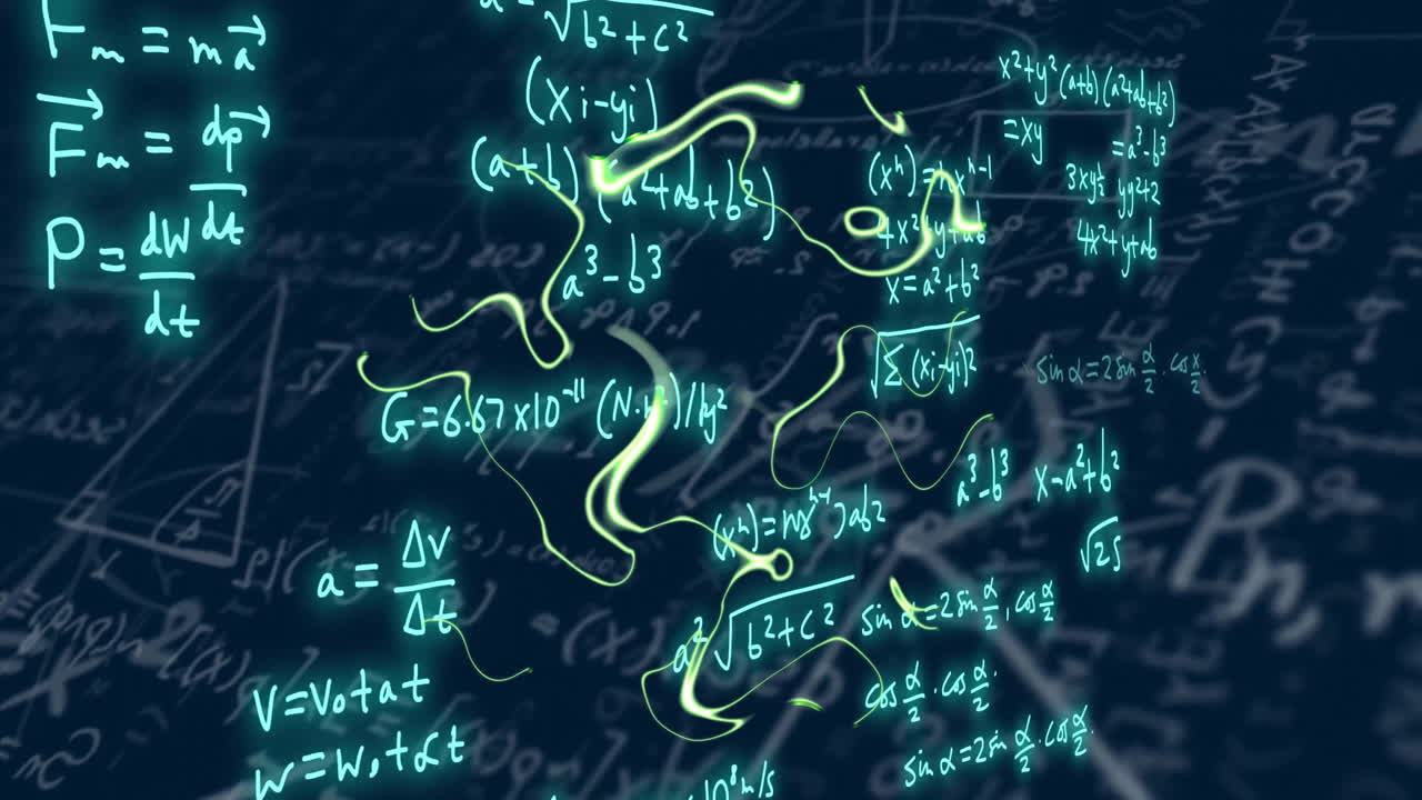 ecuaciones y fórmulas matemáticas animación sobre fondo abstracto