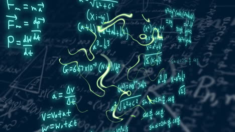 mathematical equations and formulas animation over abstract background