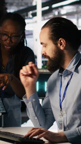 vertical video teamworking system administrators in data center using ai automation
