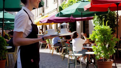 outdoor cafe scene in a european city