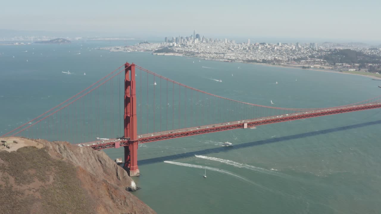 샌프란시스코 금문교의 공중 비디오