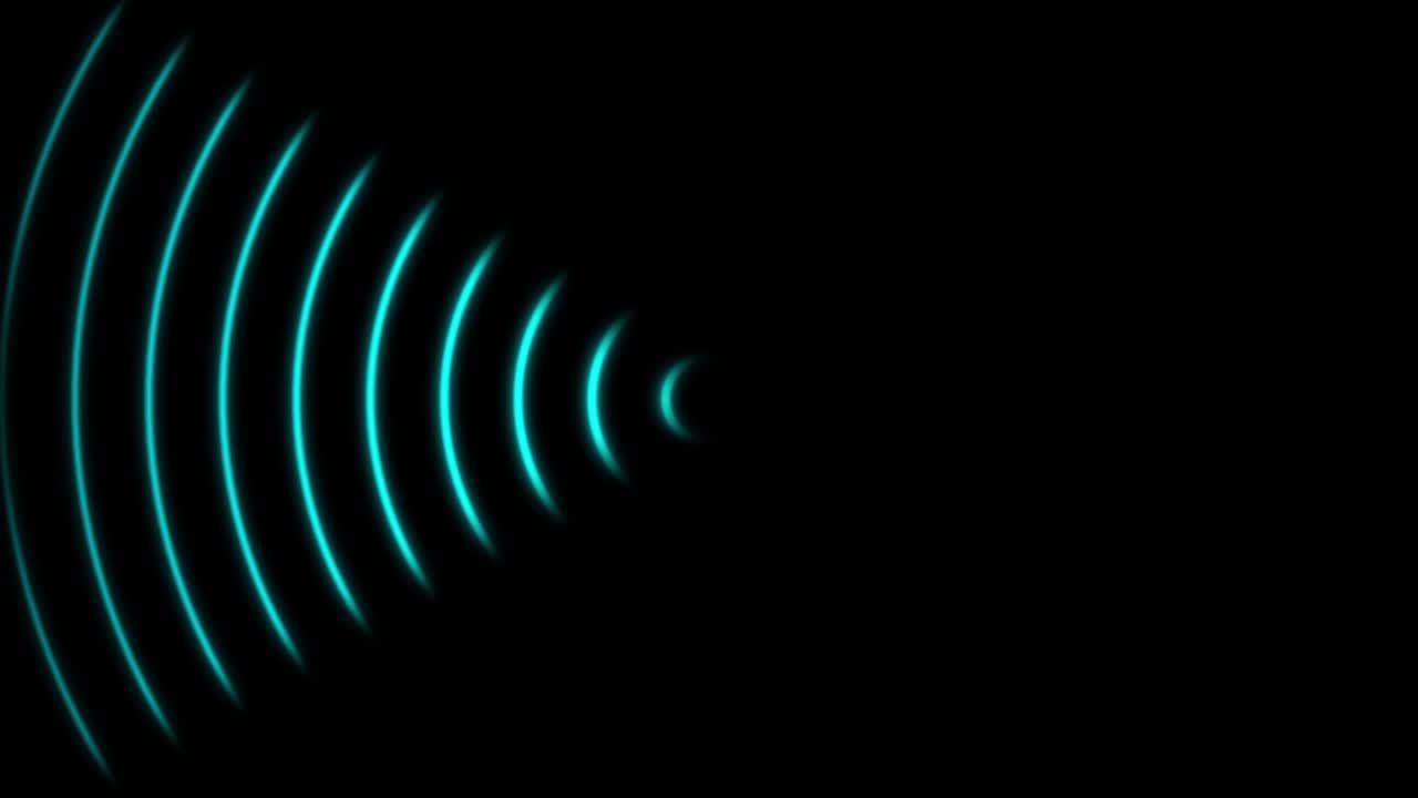 Radio wave signal animation isolated on black background