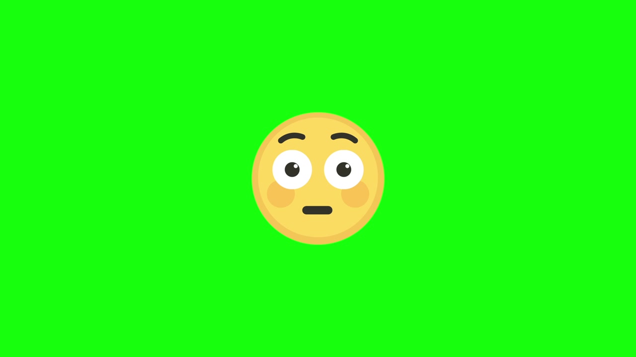 Animated Yellow Emoji Face Blinking and Changing Expressions on Green Screen