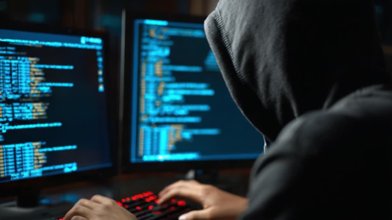 An Anonymous Programmer Analyzing Complex Code on Dual Monitors, Immersed in a Digital World of Programming Languages and Cybersecurity Challenges at Night