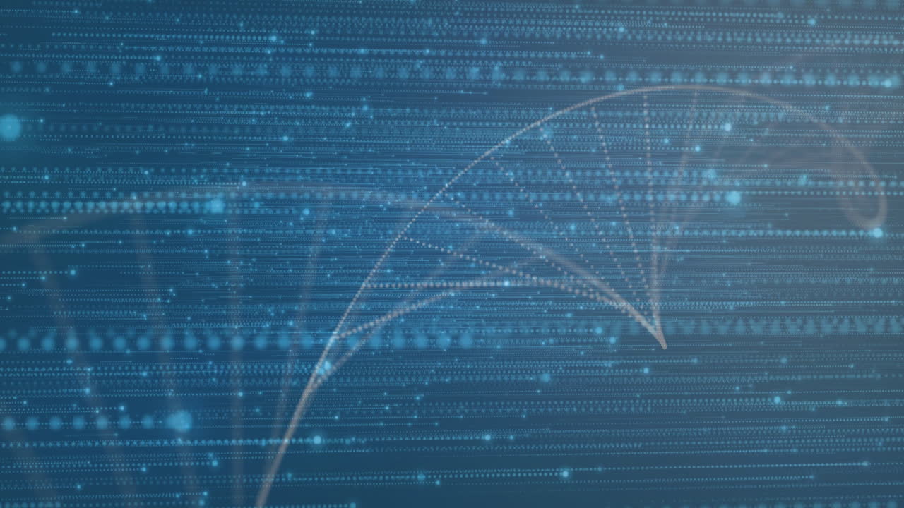 Scientific data processing animation with DNA strand and binary coding elements