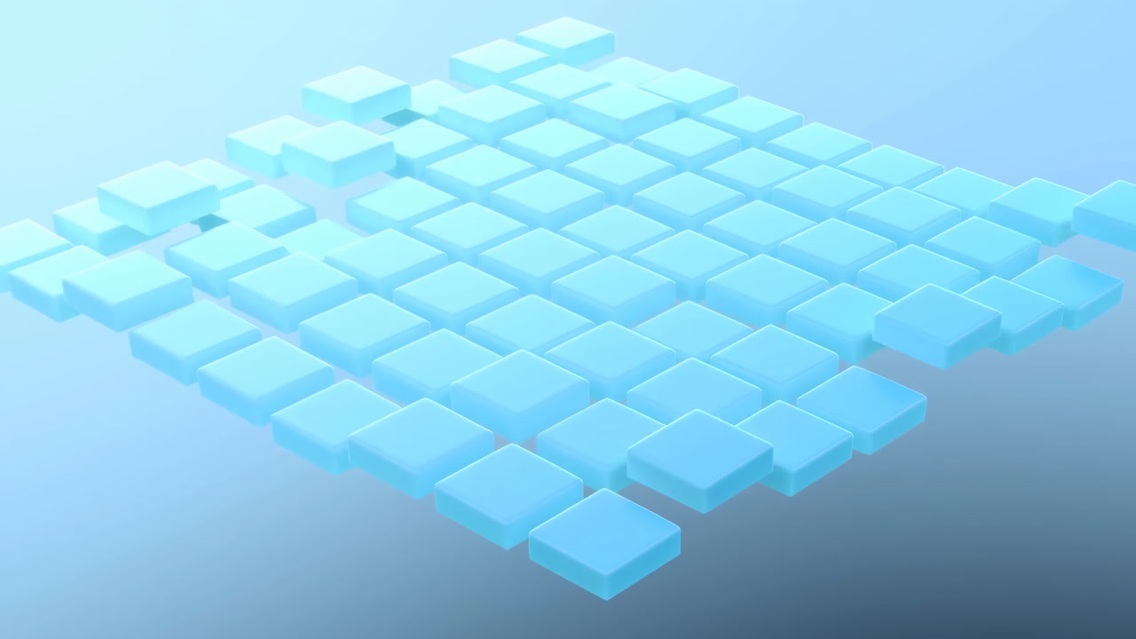Blue Floating Cube Grid In D, Soft Lighting And Glossy Tiles Create Serene Hightech Atmosphere Edge Tiles