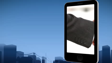smartphone showing a handshake