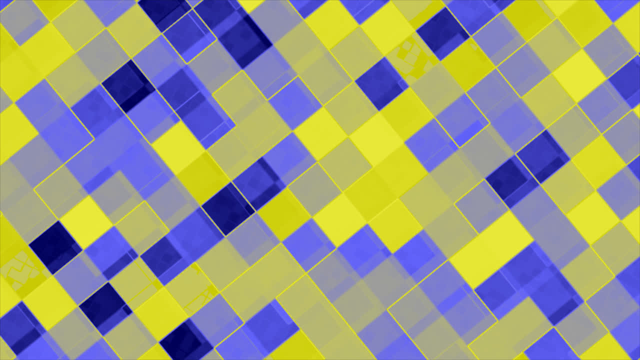 animaciones en bucle de un diseño de tablero de ajedrez azul y amarillo