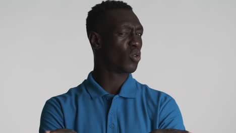 african american man on grey background.