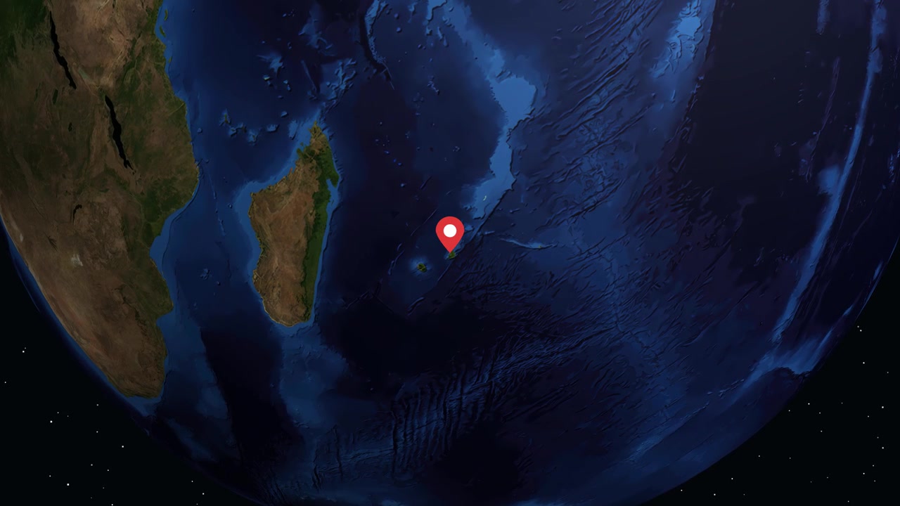 Earth Rotating and Zooming to Port Louis, Mauritius
