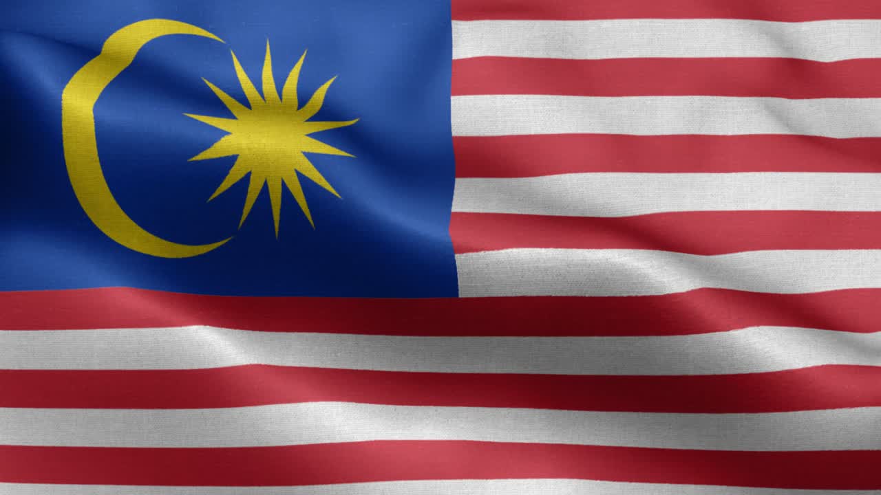 Loop sventolante della bandiera nazionale della Malesia in 4k.