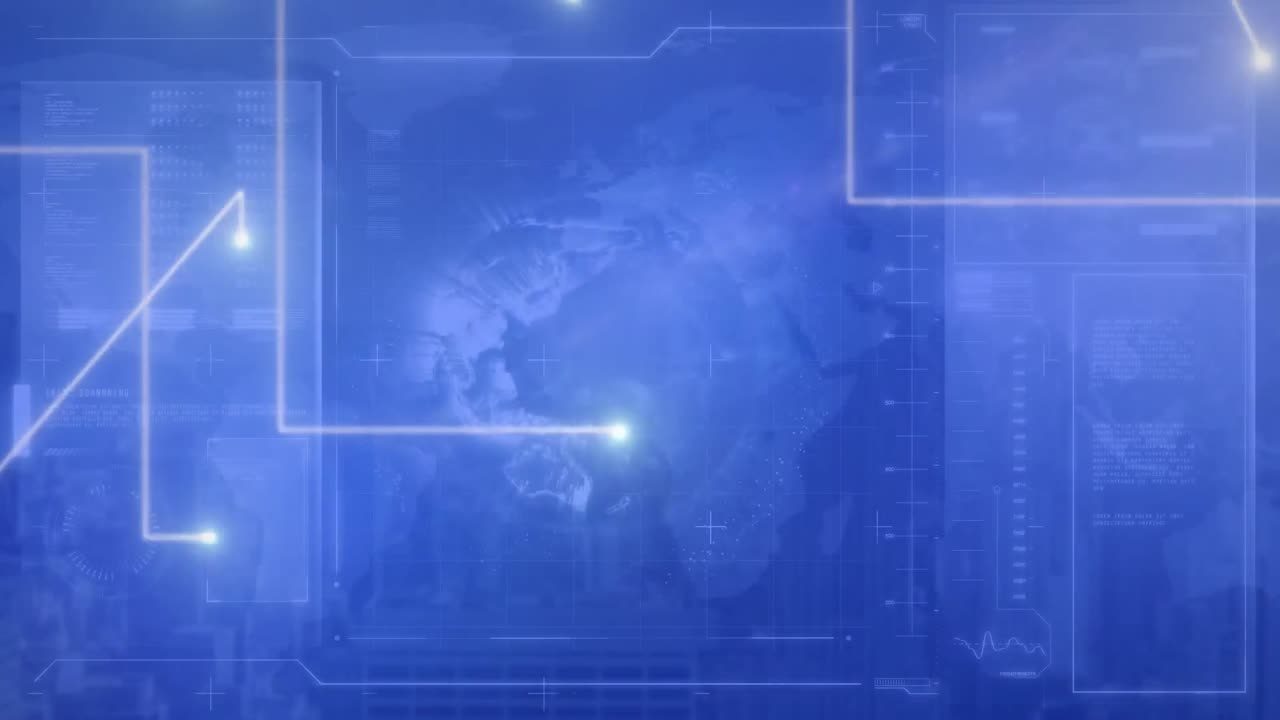 Animation of white lines and data processing on interface