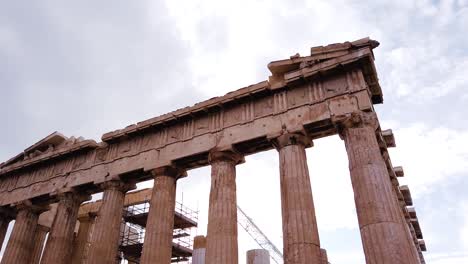 Ancient-temple-Parthenon-on-Acropolis-in-Athens,-Greek-landmark,-tourism-trip