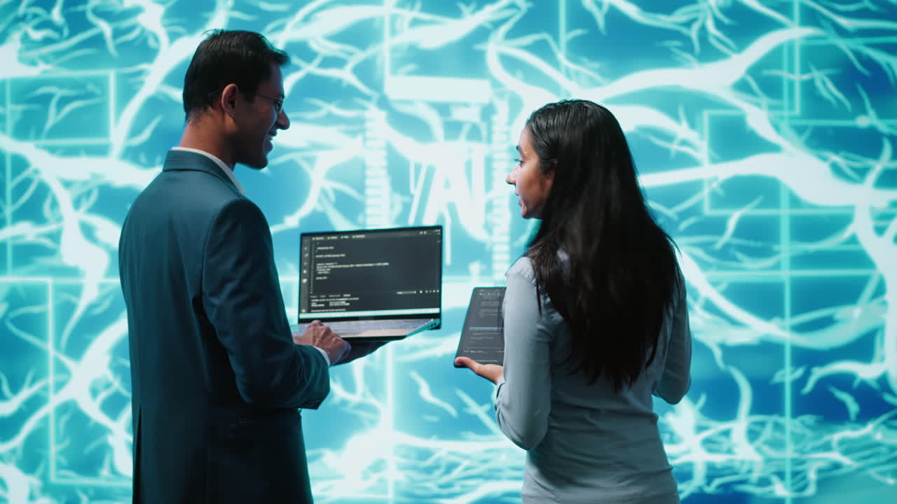 trabajo en equipo miembros del personal que utilizan un sistema que ayuda en el procesamiento