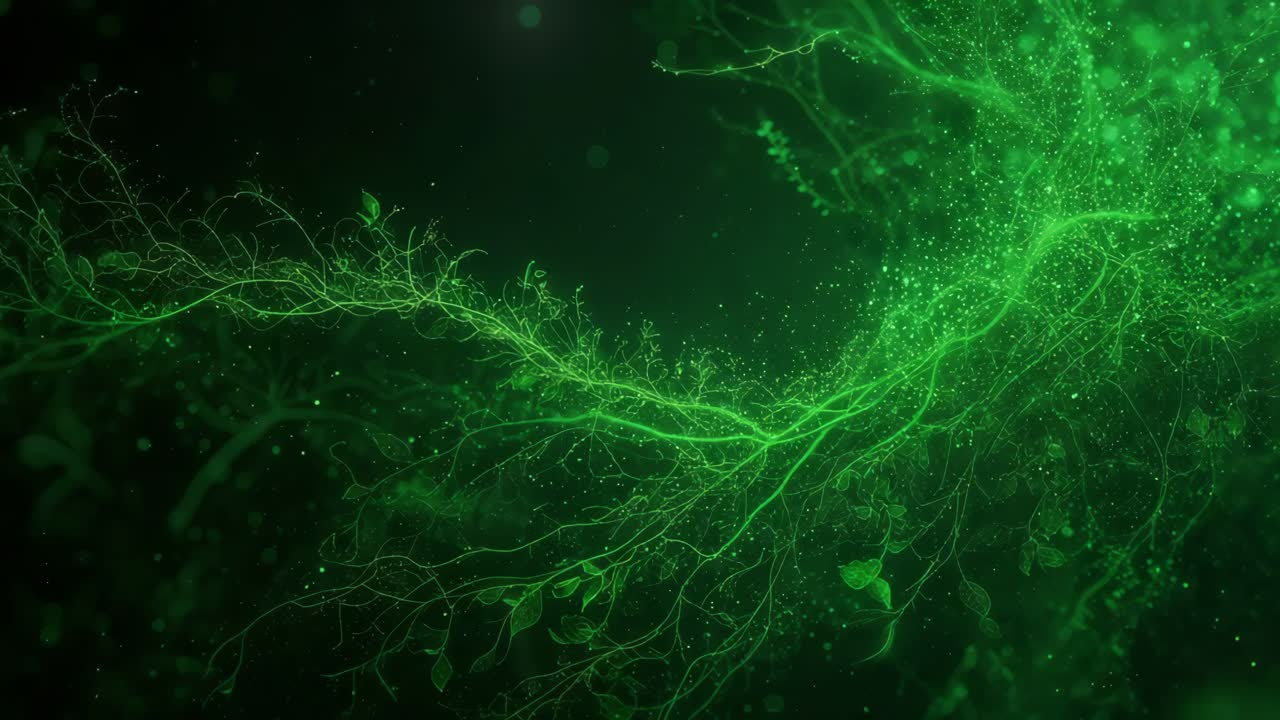 Abstrakte glødende grønne plantegrene