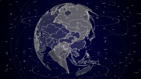 globo digital girando, haciendo zoom en el país de china