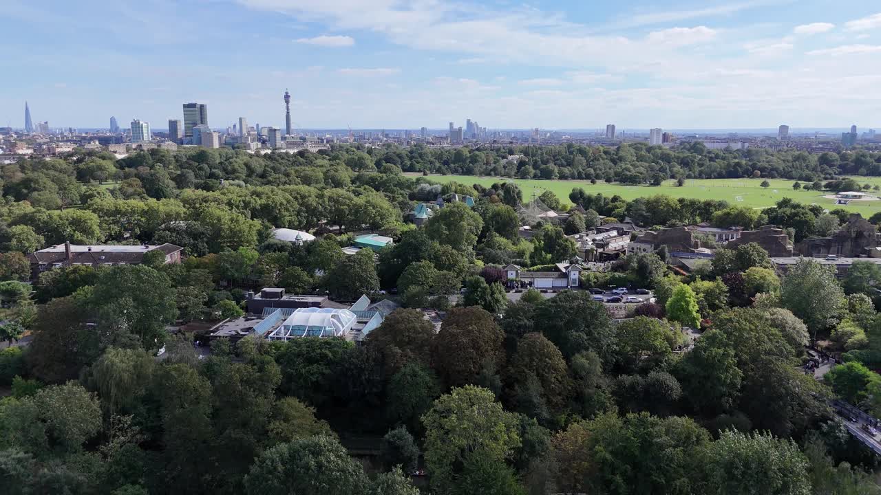 London Zoo ,Hyde park and city skyline UK drone,aerial