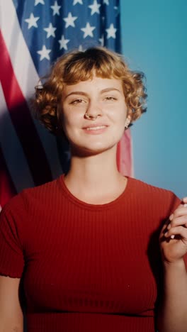 woman with american flag