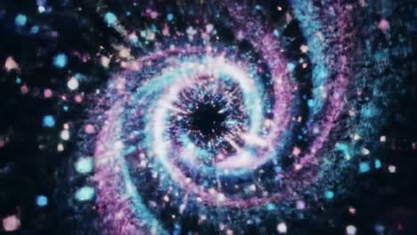 a stunning visual journey through an ethereal spiral galaxy, capturing the essence of cosmic beauty with vibrant colors and intricate patterns in motion