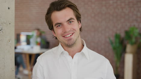 handsome young business man portrait of professional entrepreneur wearing shirt smiling happy enjoying successful lifestyle