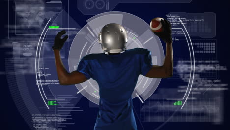 animación de escaneos y procesamiento de datos con jugador de fútbol americano