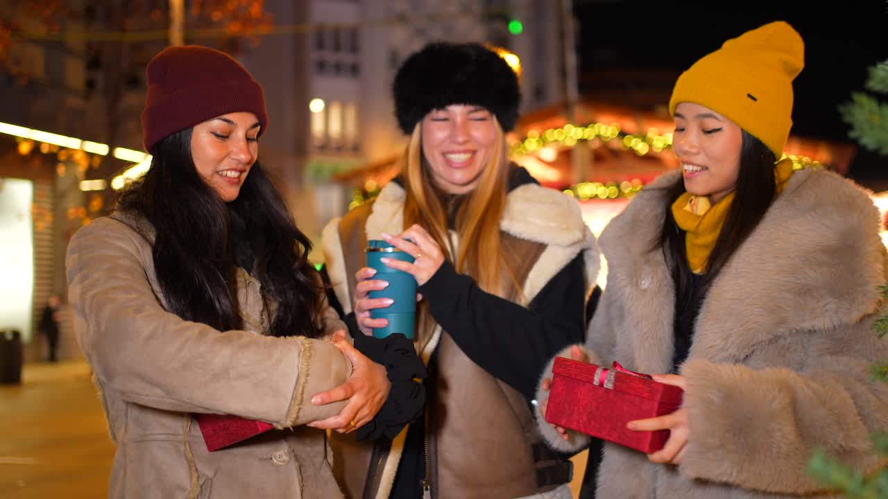 Women Celebrating Christmas at Market