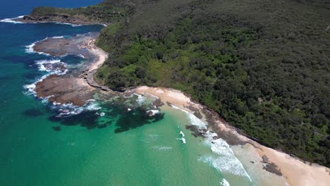 tranquil scenery at frazer beach in new south wales, australia - aerial drone shot