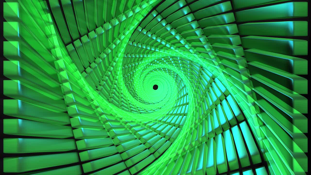 Abstract Green and Blue Spiral Tunnel