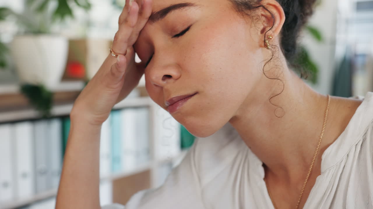 Designer, stress and black woman with headache