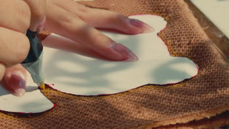Tracing a teddy bear pattern onto fabric