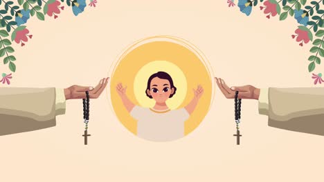 niño de jesús sagrado con animación de rosarios