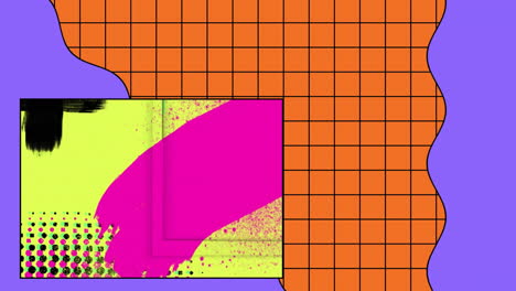 animation of colourful shapes moving over squares