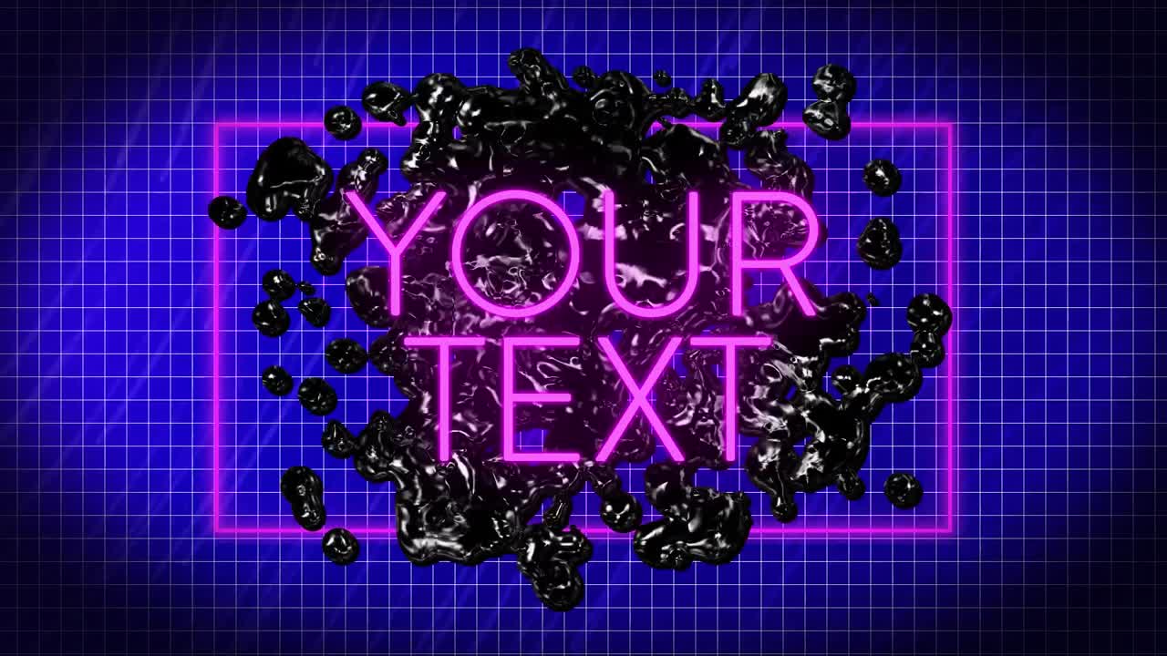 사각형의 검은 추상 패턴에 텍스트 텍스트의 애니메이션, 파란색 배경에 그리드 패턴