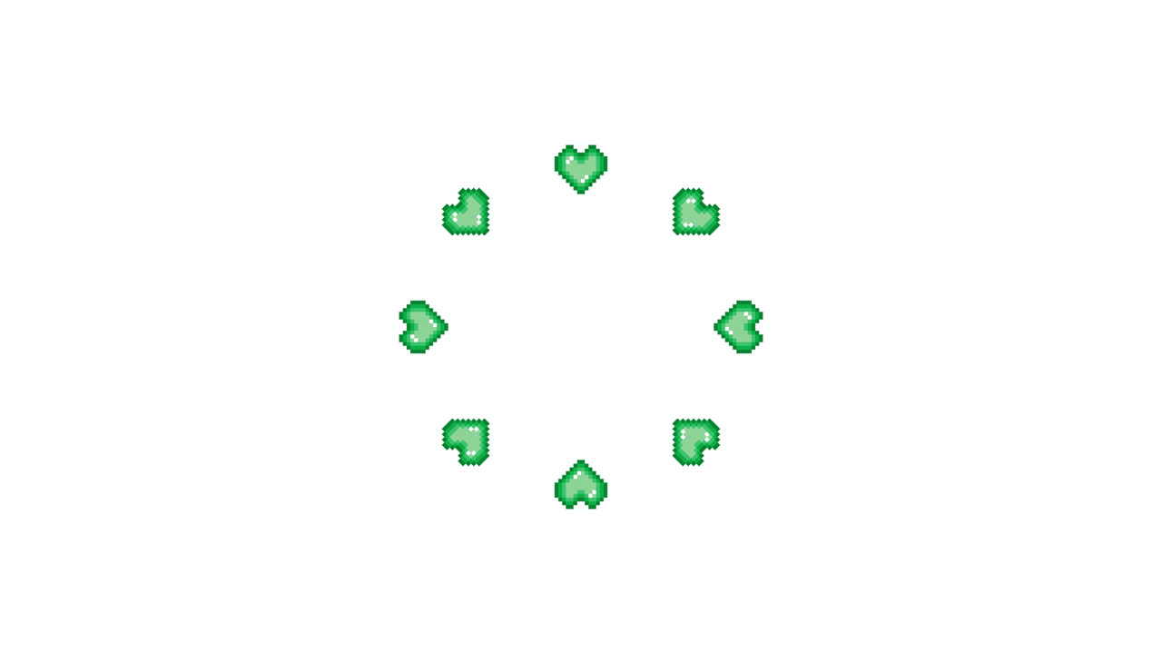 Pixel Art Mini Heart Spinning Circle Animated Overlay Transparent 30fps (5)