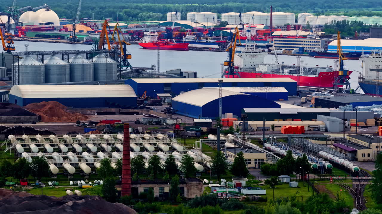 Large maritime industry in the port of Riga, Latvia