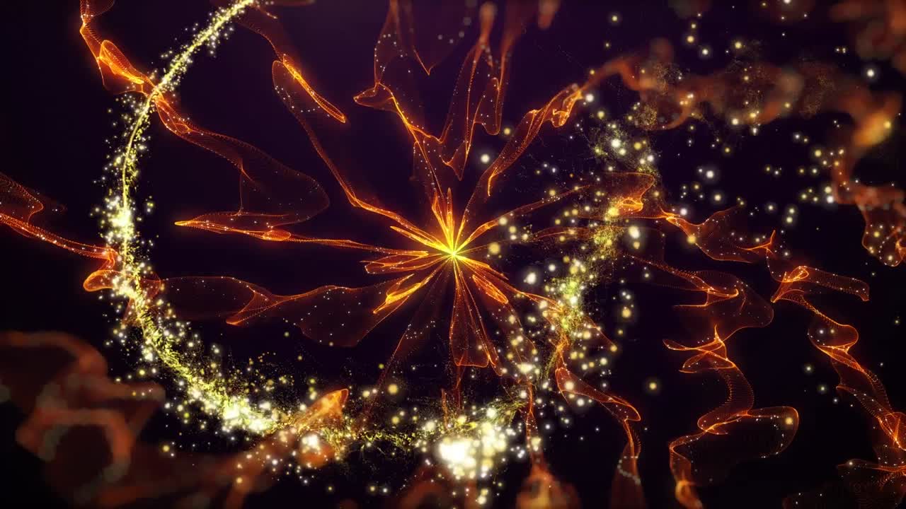 움직이는 오렌지색 에너지와 빛의 애니메이션